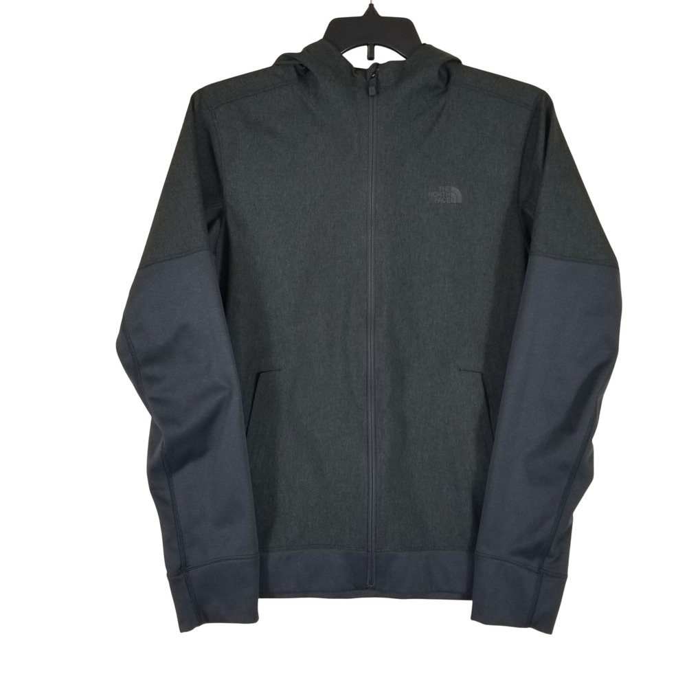 The North Face Hoodie Mens Medium Charcoal Gray Black Full Zip Tech Jacket